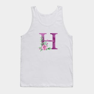 Floral Monogram H Beautiful Rose Bouquet Tank Top